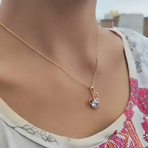 Bow & Diamond Pendant