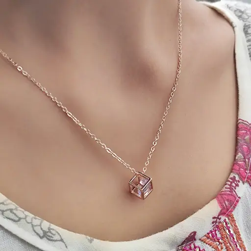 Little Cube with diamond Pendant